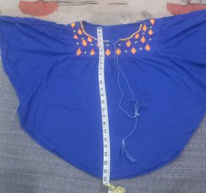 Embroidered Blue Bohemian Top