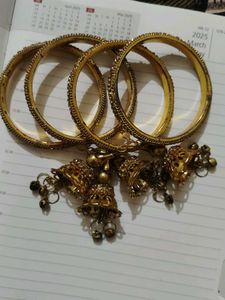 Traditional Gold Tone Bangles with Tassel