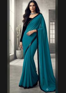 Beautiful Rama green Saree with blouse set