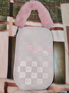 Cute Pink Crossbody Bag with Heart Pouch