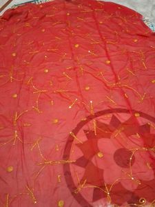 Elegant Red Embroidered odhna