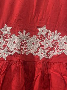 Red Embroidered Top