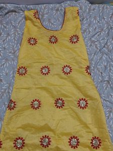 Yellow Embroidered Kurti