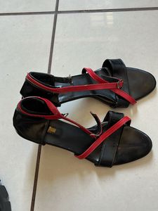 Stylish Black & Red Heeled Sandals