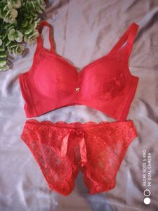 Red Lace Bra and Panty Set