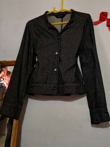 Chic Dark Grey Denim Jacket