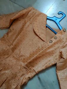Peach Printed Anarkali Gown