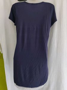 Comfortable Navy Nightdress with Lace Trim