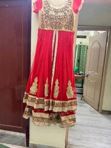 Red & Gold Embellished Anarkali
