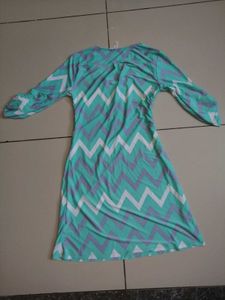 Chevron Print Zip Neck Dress