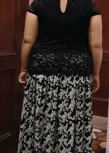 Premium Black Floral Print A-Line skirt