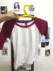 Maroon &amp; White Baseball Tee