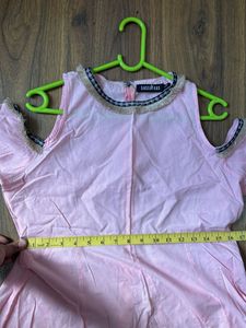 Pink Cold Shoulder long kurti