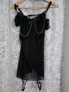 Kellberry Black Lace Babydoll with Chain Detail