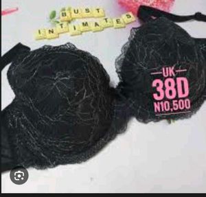 Black Lace Bust Intimates Bra with brief