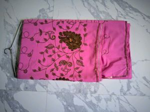 Stunning Pink Embroidered Saree