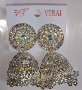 Stunning Jhumka Earrings with Rhinestones