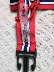 Red Triangle Bra with Striped Band