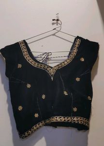 dark blue velvet fabric &amp; Gold Embroidered Lehenge