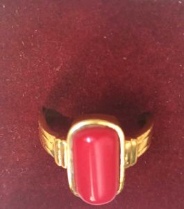 Coral Gemstone Gold Ring