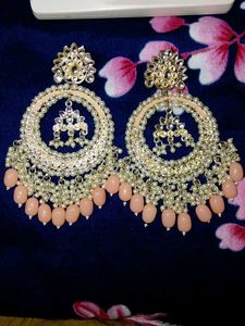 Exquisite Jhumka Earrings with Pearls &amp; Beads