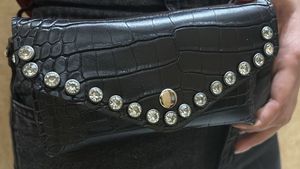Stylish Black Croc Belt Bag with Rhinestones