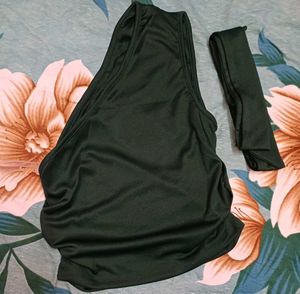Shein One Shoulder Ruched Short Top with Neck Scar