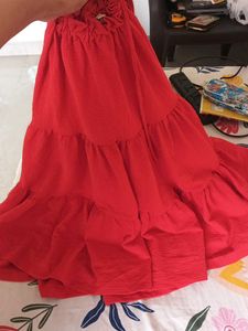 Vibrant Red Flowy Maxi Dress