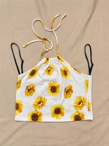 Forever 21 Sunflower Print Halter Top