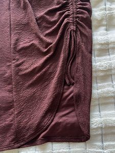 Brown Chic Ruched Midi Skirt