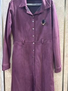 Burgundy Button-Up Midi Dress