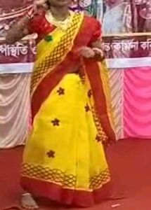Vibrant Yellow & Red Saree