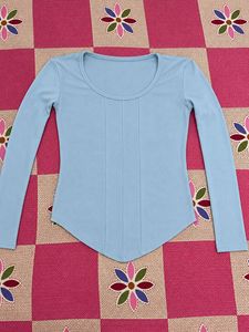 Light Blue Corset Crop Top