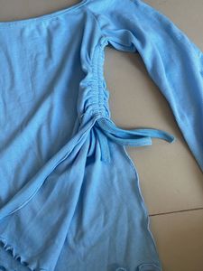 Cute Light Blue Long Sleeve Top