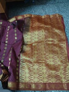 Price dropped Maroon Silk Saree with Gold Border