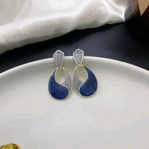 Grey Teal Geometric Drop Earrings