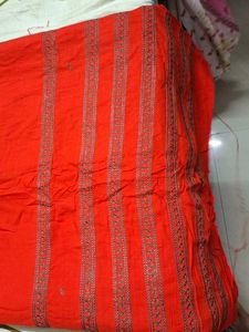 Orange Embroidered Dress Material
