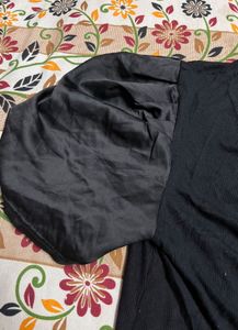 V neck Chic Black Puff Sleeve Top