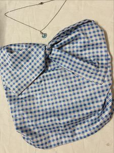 Blue Plaid Twist Top