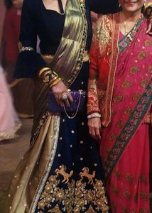 Party wear navy Blue lehenga saree