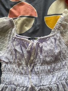 Cute Lavender Puff Sleeve Mini Dress