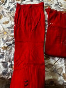 Elegant Red Kurta Set with Embellishments