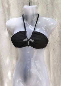 I. Stylish Black Textured Bikini Top