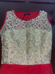 Elegant Embroidered Red Kurta