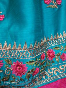 Beautiful Embroidered Teal green shining