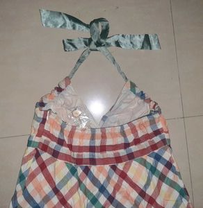 🌸 PROMOD Pastel Plaid Halter Dress – Chic 🌸