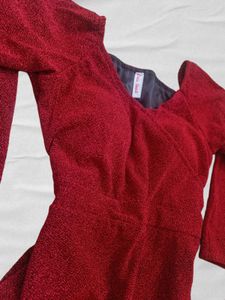 Sequin Maroon Maxi Dress with Slit (UNUSED)