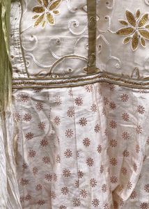 Elegant Cream &amp; Gold Kurta Set with Dupatta