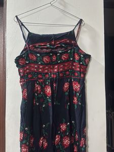 Elegant Navy Blue Floral Maxi Dress