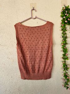 Sleeveless Polka Dot Knit Top